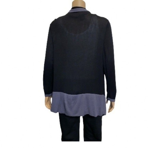Covington cardigan sweater cascade draped open front Black and gray boarder XL - Picture 5 of 12