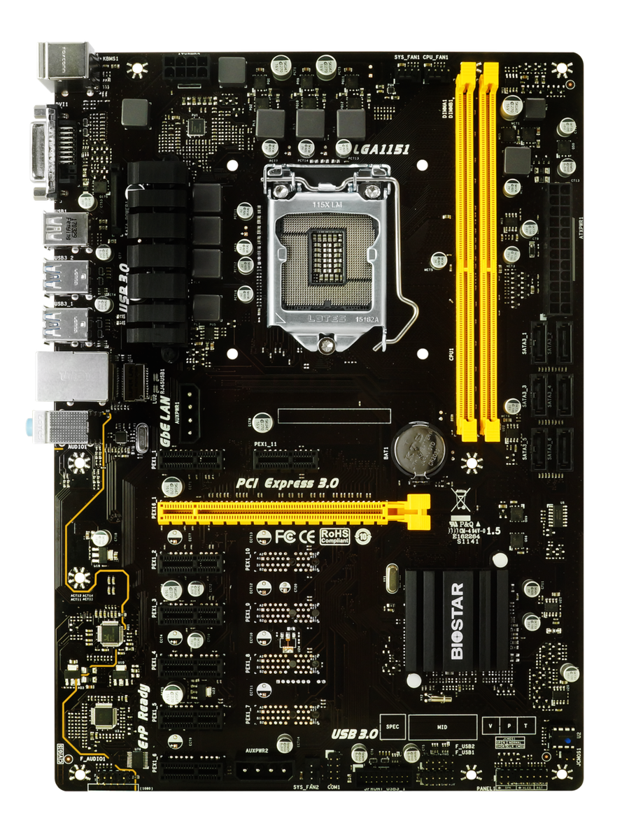BIOSTAR TB250-BTC LGA1151 Pentium G4560 BIOSTAR TB250-BTC+ PRO LGA 1151  Intel B250 – 8 GPU