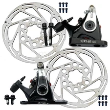 TRP Spyre Flat Front+Rear Bike Disc Brake Caliper Set Black/Silver+160 rotors