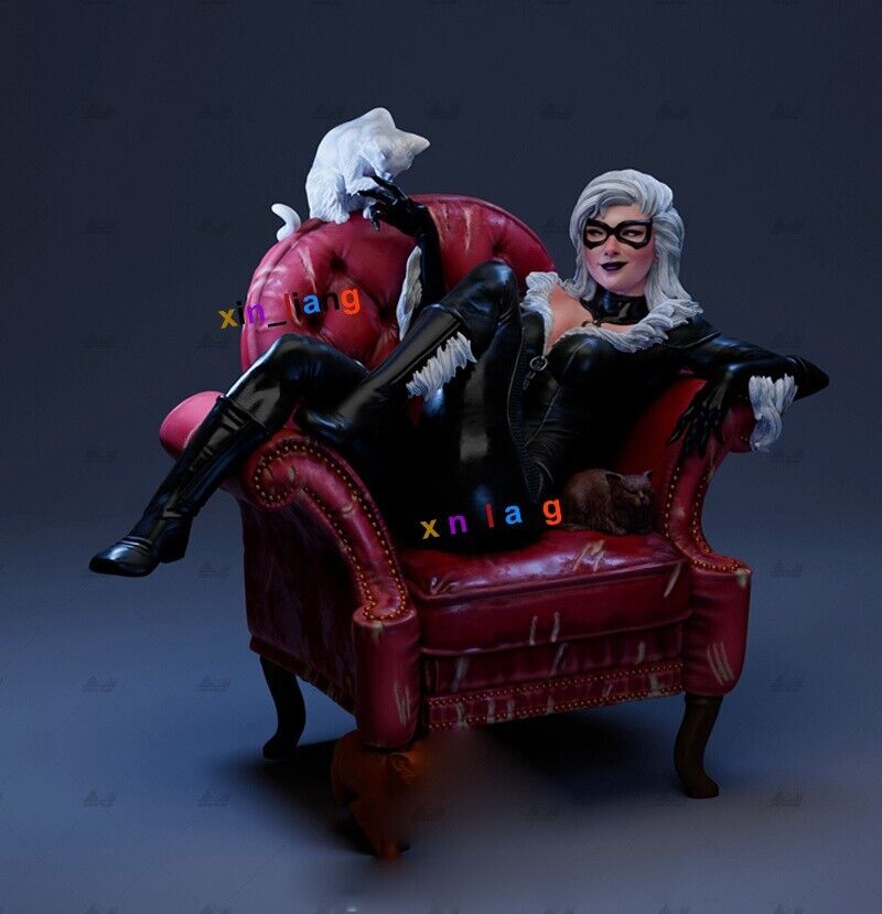 16*19cm Black Catwoman+Sofa 3D Print Figure Model Kit Unpainted