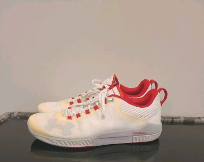 UNDER ARMOUR CHARGED LEGEND MEN'S SHOES SIZE 10.5 WHITE/RED/GRAY 1293035-100
