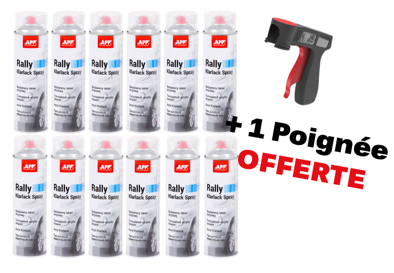 Vernis carrosserie haute brillance 500ml lot de 12 avec poignée pistolet pour auto