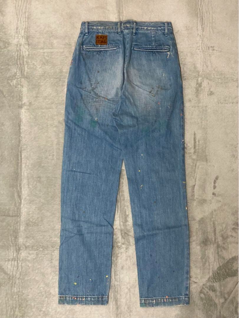 KAPITAL Painted Denim Pants mens Size M Indigo Blue Made In KAPITAL Painted Denim Pants mens Size M Indigo Blue Made In