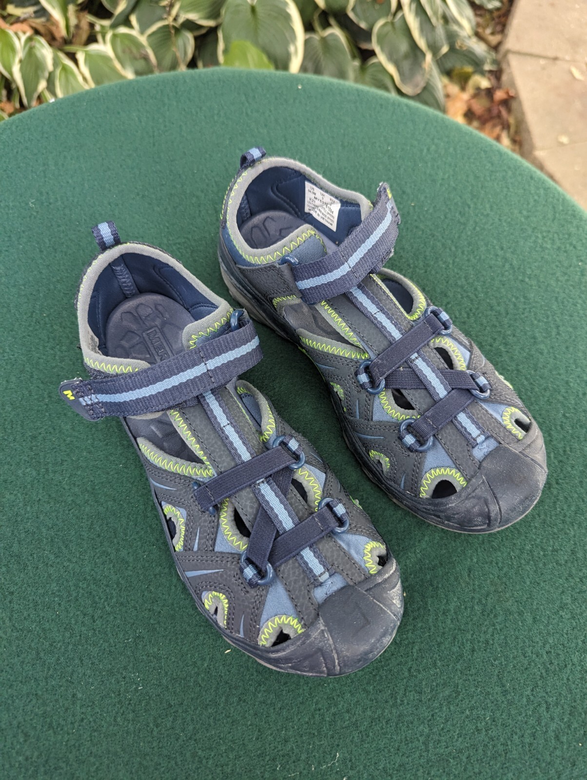 Sandali impermeabili Merrell bambini ragazzi idro escursionisti verde navy pelle tessuto 4M