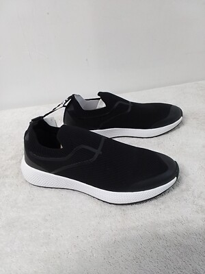 Size 11 Men's Pull&Bear Knitted Runner Black Slip On Athletic Sneakers Shoes