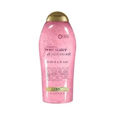 OGX Sensitive + Pink Sea Salt & Rosewater Sulfate-Free Soothing Body Scrub with