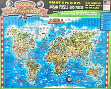 RARE Giant WORLD MAP 2'x3' 600-Piece Jigsaw PUZZLE Shrinkwraped/HOME SCHOOL/NIB