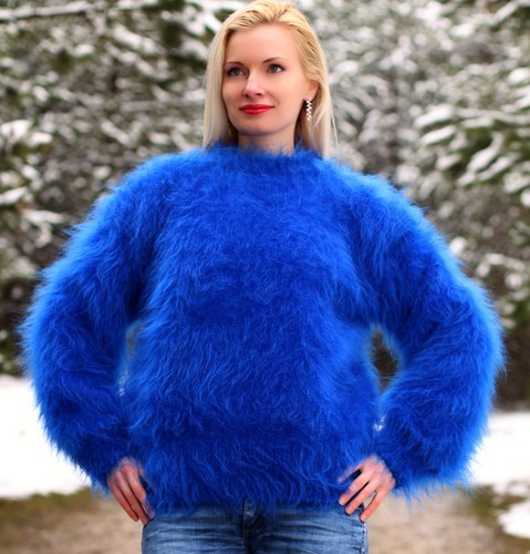 royal blue fuzzy sweater