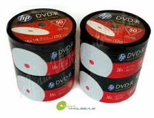 200 HP Blank16X DVD-R DVDR White Inkjet Hub Printable 4.7GB Media Disc 4x50pk 