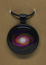Galaxy Round Glass Dome Cabochons 1" Black Bezel Pendant New Free Ship 482