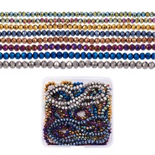 16 Strands Faceted Glass Rondelle Electroplate Metallic Tiny Spacer Beads 6x5mm