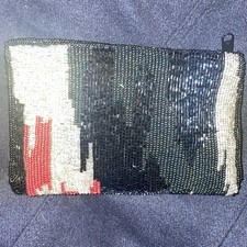 Vintage Beaded Neiman Marcus Mini Clutch with Zipper 6  x 4  