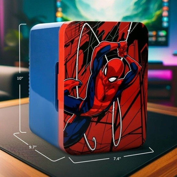 Marvel Spiderman Blue Red 6 Can Mini Fridge Thermoelectric Cooler 4 Litre Gamer