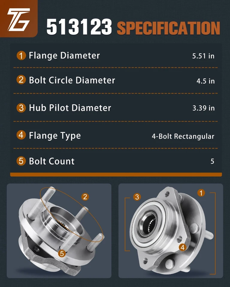 Pair Front Wheel Bearing Hub for 1996- 07 Dodge Caravan Chrysler Town Country - Image 3 of 4