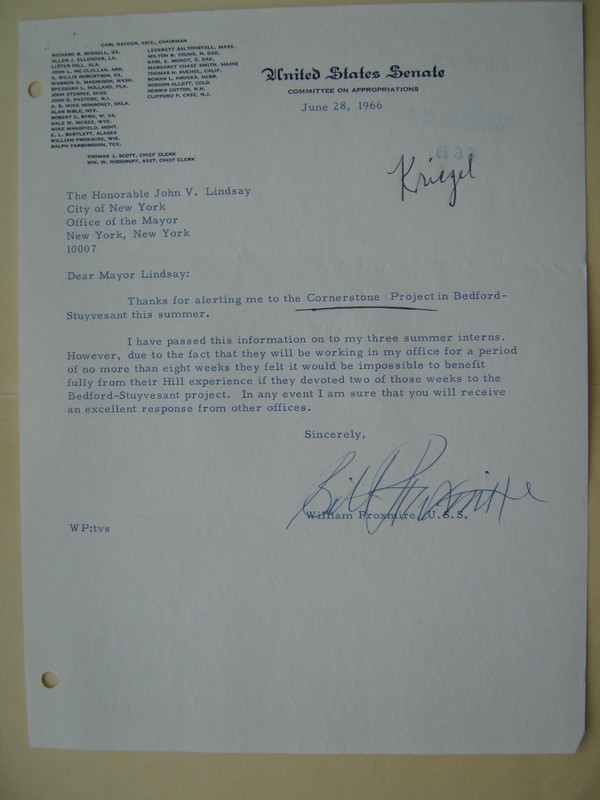 SIGNED letter WISCONSIN Senator WILLIAM PROXMIRE genuine VINTAGE 1966