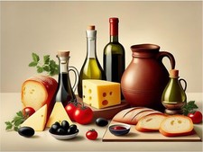 Tile Mural Wine Bread Cheese Tomatoes Wall Art Kitchen Backsplash Marble Ceramic