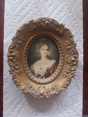 Vintage A Cameo Creation Gold Frame Picture Lady Dower By Sir Thomas Lawrence.