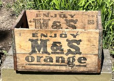 Vtg 1951 M&S Orange Soda Pop Wood Crate Bottle Box Flint MI 17.5&rdquo; x9.5&rdquo; x 11.5