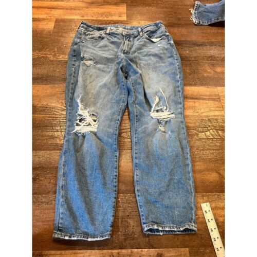 Women’s Light Wash Distressed Old Navy OG Straight High Rise Jeans Womens 16 - Picture 1 of 6