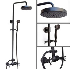 Oil Rubbed Brass Double Handle Bathroom Rain Shower Faucet Set Mixer Tap 2rs496