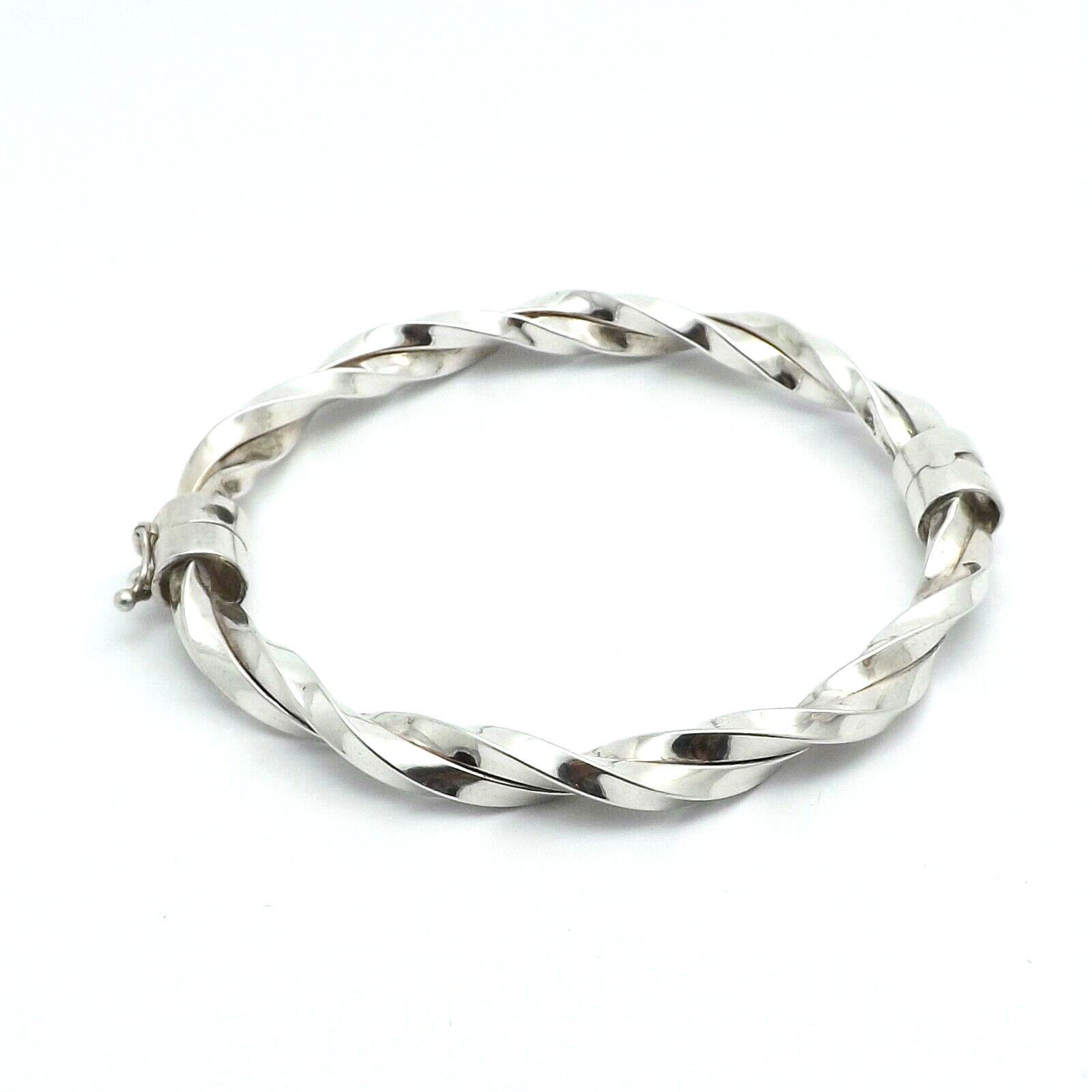 Sterling Silver Square Twisted Hinged Bangle Brac… - image 1