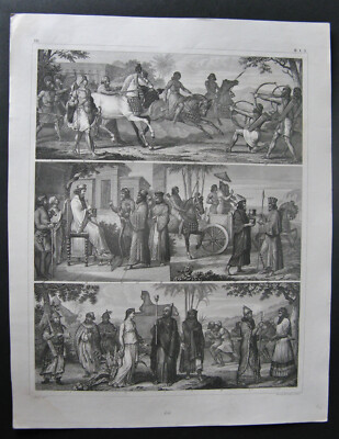 Stahlstich Johann Georg Heck Bilderatlas 1849: Persien Xerxes Darios Iran Soldat
