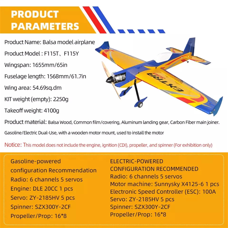 Extra 330 65inch Profile Gasoline & Electric Dual-use Balsa Radio Control Plane - Image 3 of 4