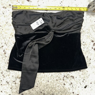 NEW Express Black Satin Velvet Strapless Tucked Bow Tube Top NWT Size M Holiday