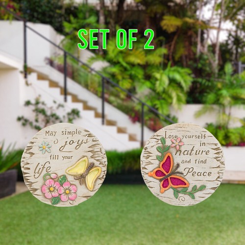 Stepping Stone Decorative Butterfly Garden Concrete Floor Wall Plaque D�cor x2 - Picture 4 of 6
