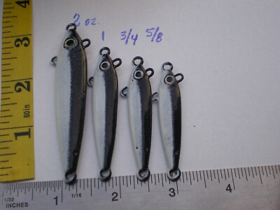 8 PCS ANCHOVY FISH JIG/SPOON STYLE 5/8, 3/4, 1, 2 OZ 2ea BLACK/WHITE-4 EYELETS