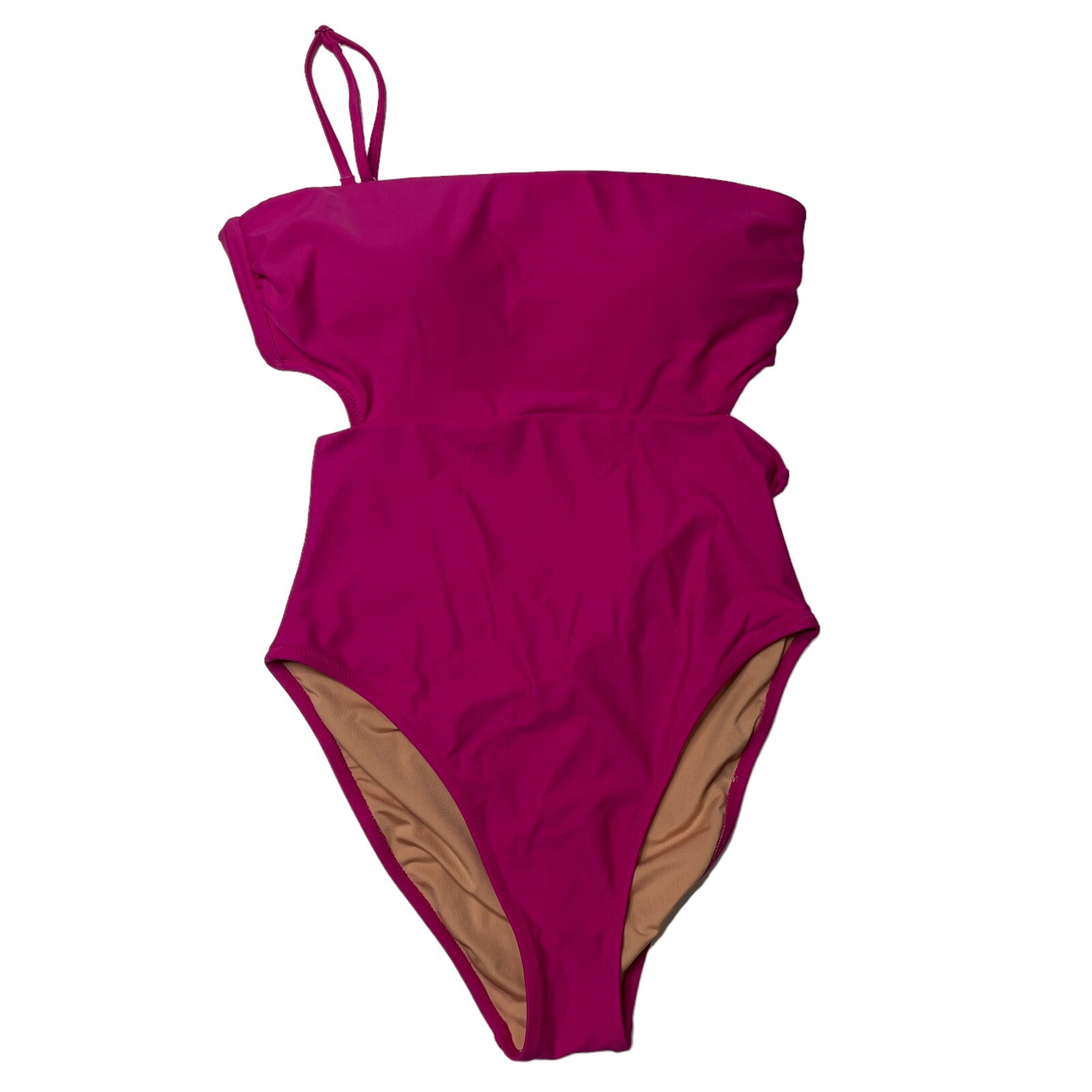 J Crew Swimsuit Womens 6 Fuchsia Pink Cutout Tie Back One Piece Padded
