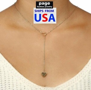 Authentic US Seller Solid/Hollow Love Heart Gold Plated Pendant Necklace 20" Chain Jewelry