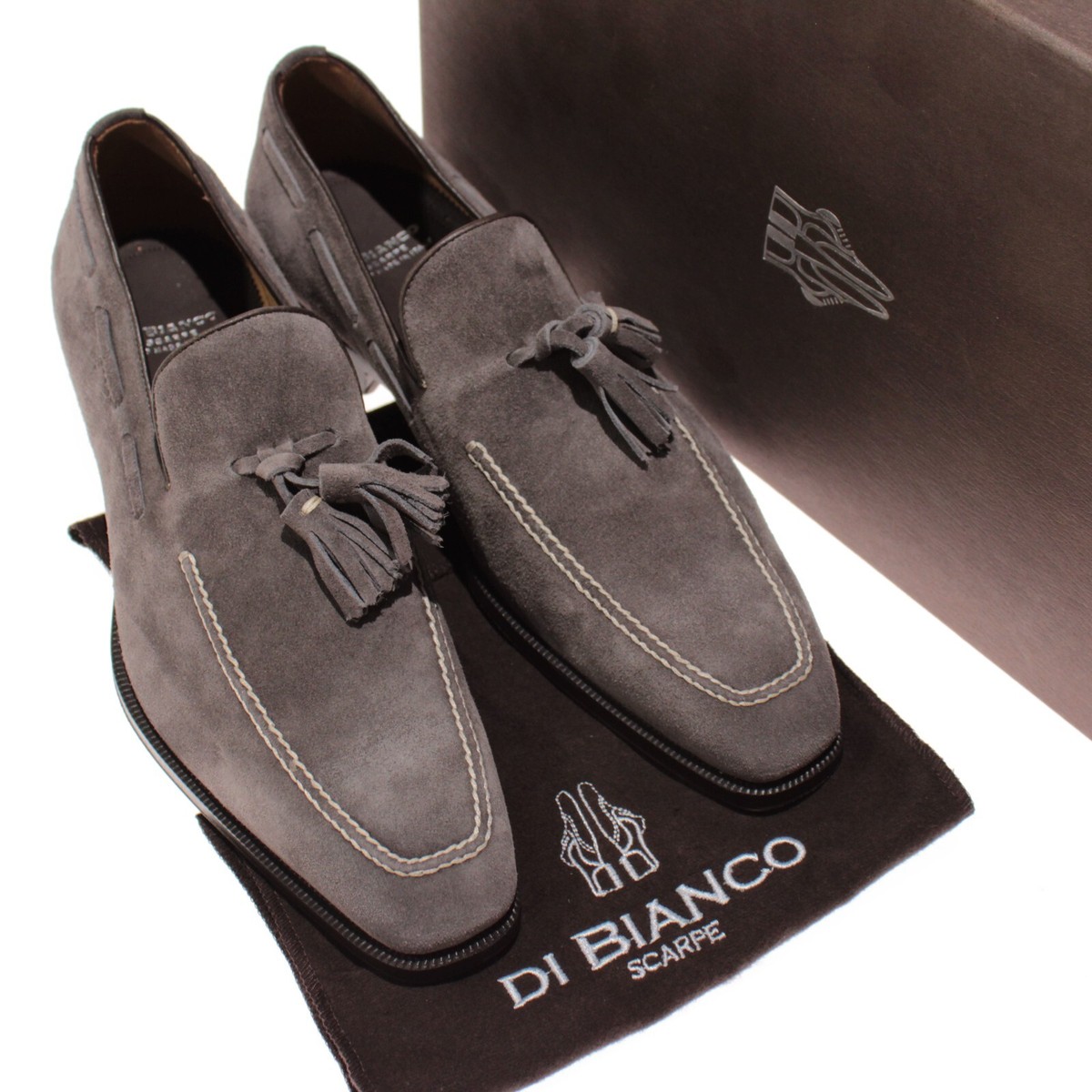 Di Bianco NWD Slip On Tassel Loafers Size 7 US in Gray Suede 