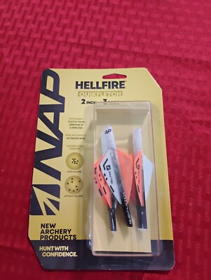 Hellfire Quickfletch Archery Hunting 2 Inch NAP Orange 3 Pack New