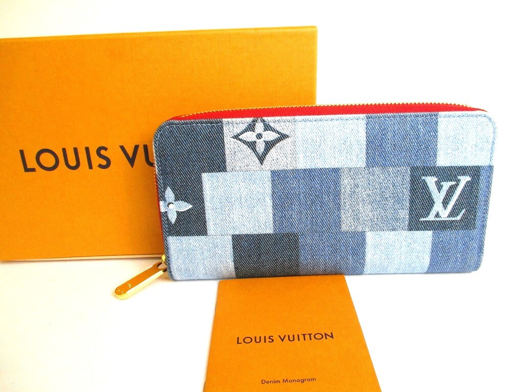 希少◆送料込【LOUIS VUITTON】Zippy Wallet 財布 CoinPurseBlue Auth LOUIS VUITTON Monogram Blue Denim Round Zip Zippy