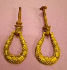 2 ANCIENNES PETITES POIGNÉES DE TIROIR MEUBLE EN BRONZE STYLE LOUIS XVI FIN XIX