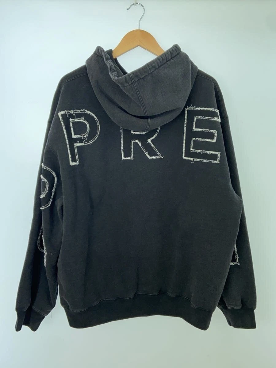 Felpa con cappuccio Supreme XL cotone BLK 25ss sfilacciata usata