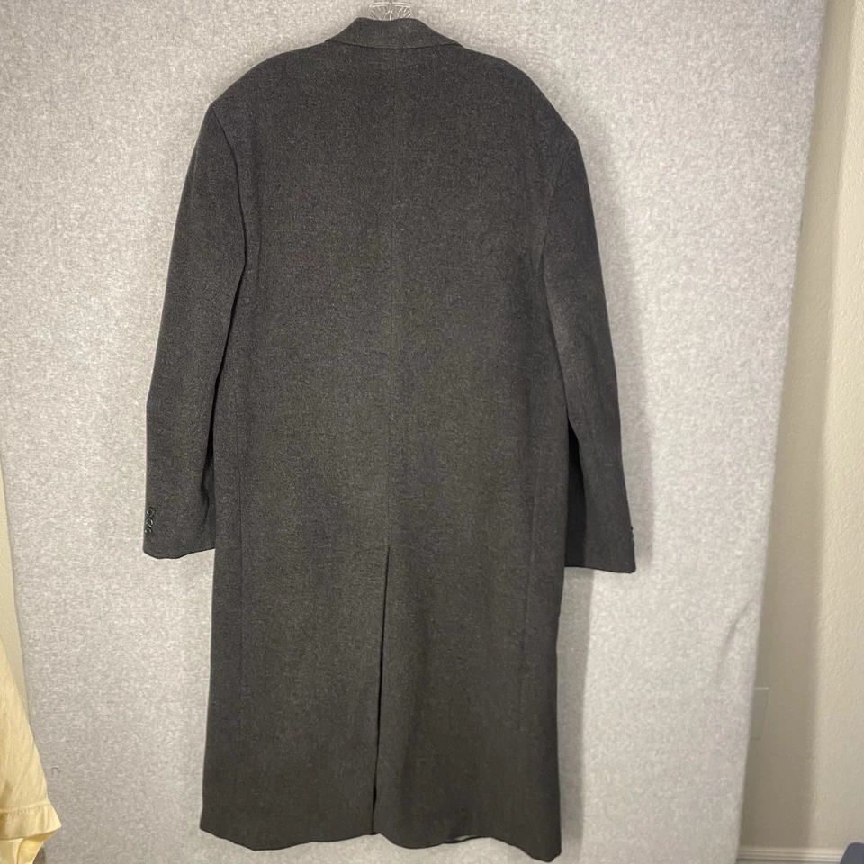 Chaps Ralph Lauren Mens 42L Gray Lambswool Overcoat Heavy Lined Classic - Image 4 of 4