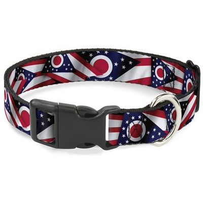 Plastic Clip Collar Ohio Flags Stacked Medium 11-16.5'' (US IMPORT)