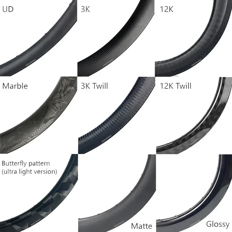 Rueda de bicicleta de carretera 700C llantas de bicicleta de carbono 32-88 mm freno de disco sin cámara una llanta Foto 2 de 4