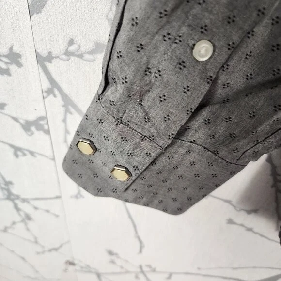 Acorn by Bob Goldfeder Gray Dots Print Hexagon Snap Western Shirt | Men's L - Image 4 of 4