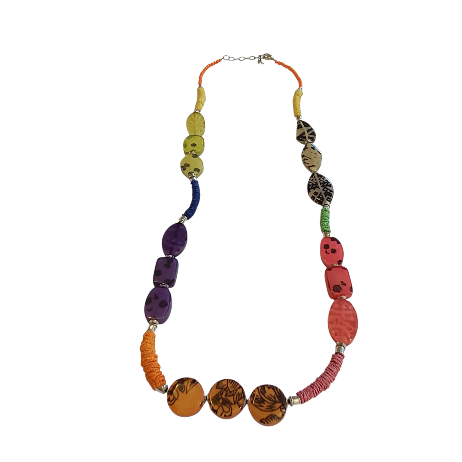 Funky Bright Multicolor Pattern Acrylic Bead 90s … - image 7