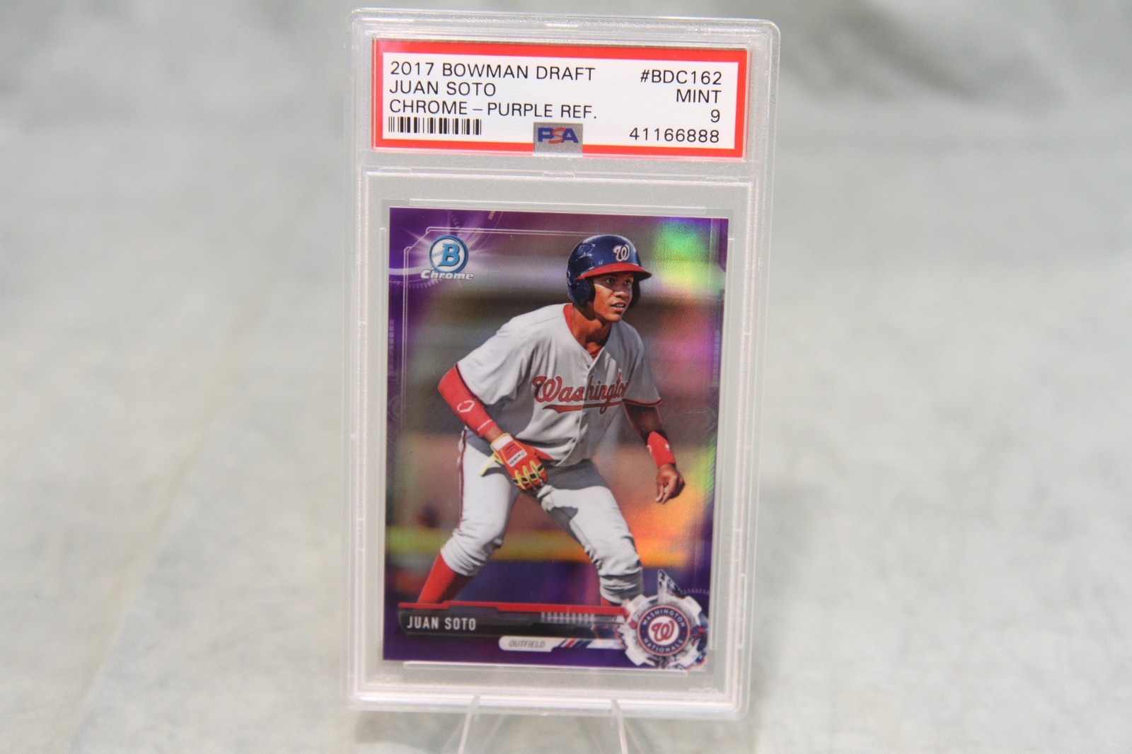 2017 Bowman Draft Chrome Juan Soto Purple Refractor /250 Nationals RC PSA 9