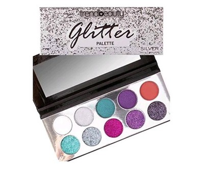 trendbeauty Glitter Palette Silver Teal Purple Pink Brown Pressed Powder