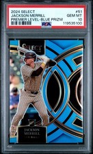 2024 PANINI SELECT PREMIER LEVEL #51 JACKSON MERRILL BLUE PRIZM #/199 RC PSA 10