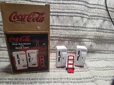 1997 Coca Cola Pop Machines and Hand Cart Die Cast Figures NIB, decorative,
