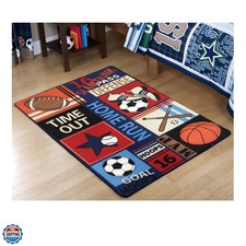 Fun Sport Kids Rugs Nylon Carpet Soccer Baseball Football Basketball with Mul...
