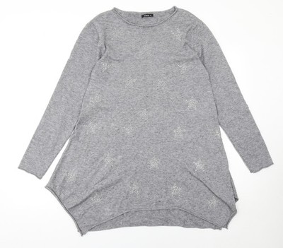 Roman Damen Pullover Pulli grau Größe 14 Strass Stern Langarm