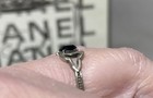 Ring, Brushed Silver Tone, Faux Black Faceted Stone. Vintage Inspired.  Size 6 — photo 2