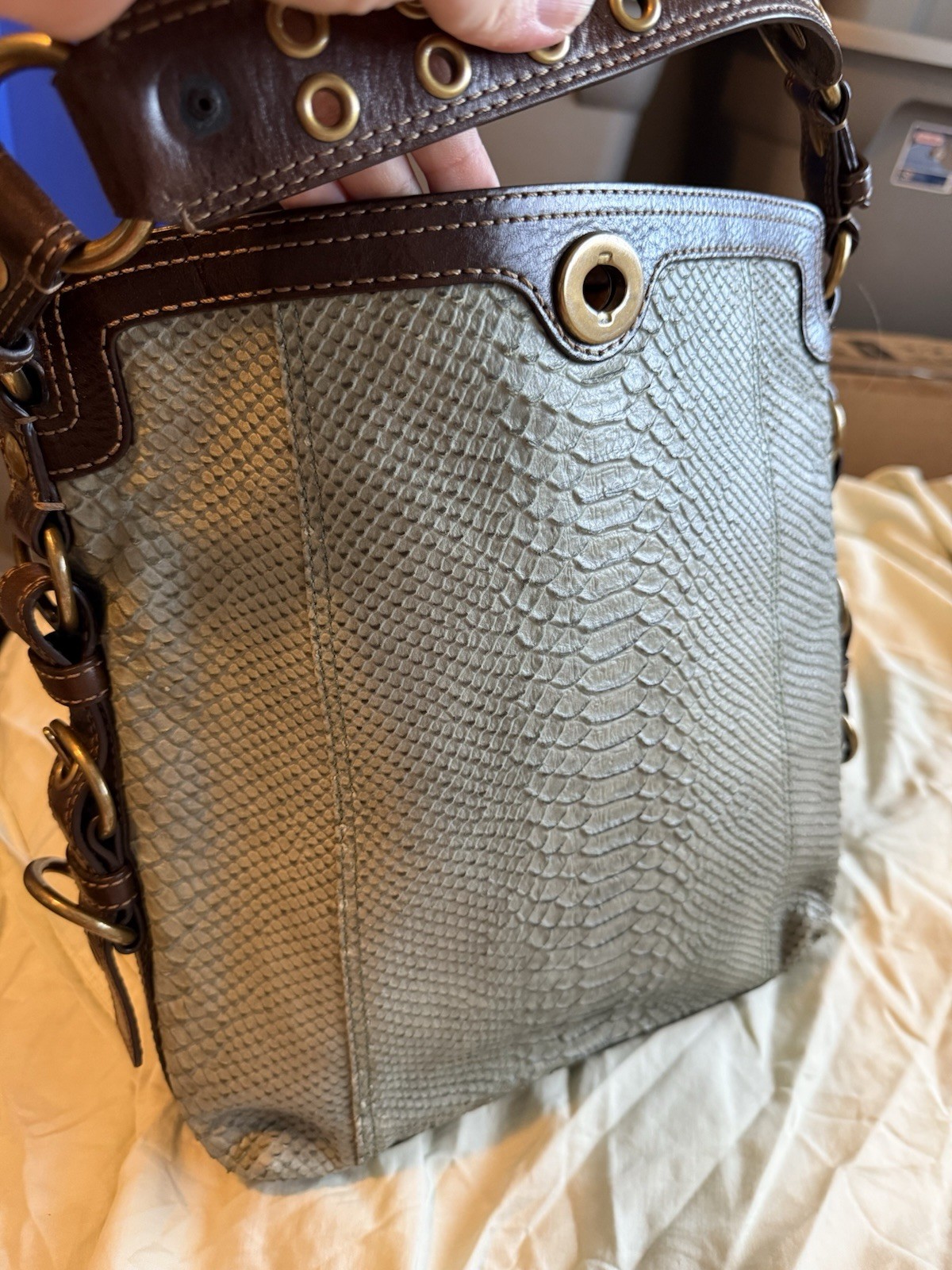 Coach Camilla Python Embossed Leather Bag #11007 - image 5